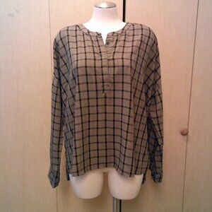 Peace & Pearls Plaid Blouse Size L